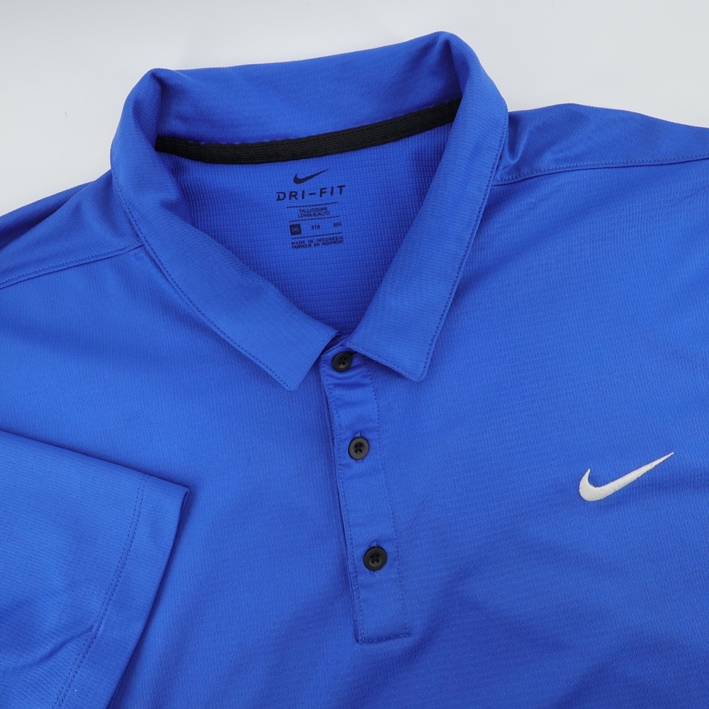 Nike Blue Dri-FIT Polo with White Swoosh